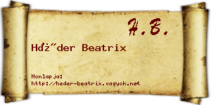 Héder Beatrix névjegykártya