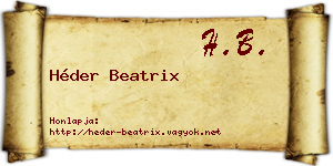 Héder Beatrix névjegykártya
